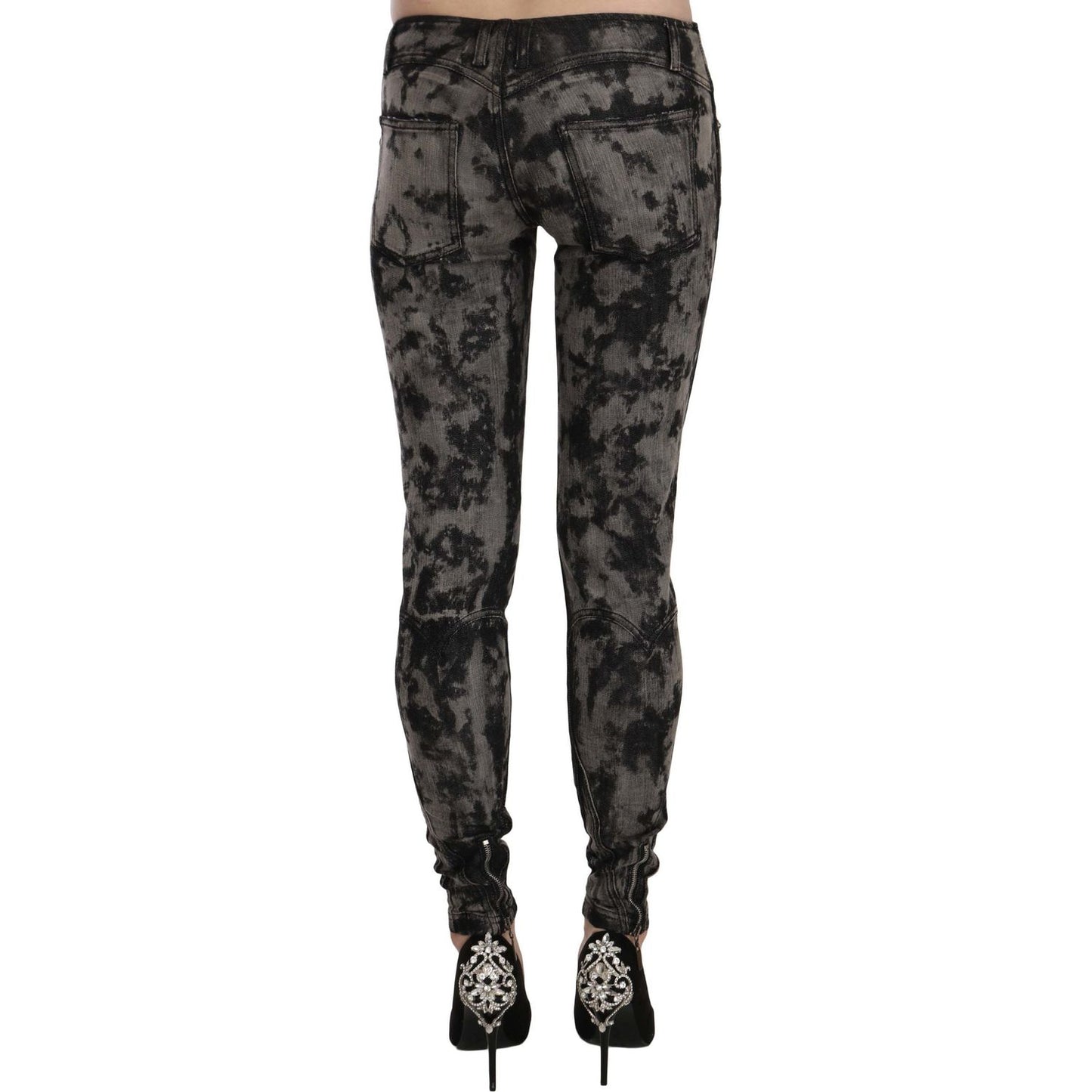 Just Cavalli Black Gray Faded Low Waist Skinny Denim Trousers Jeans Jeans & Pants