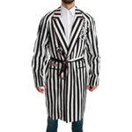Dolce & Gabbana Black Coat Nightgown White Cotton Robe JKT2613-46