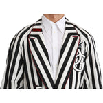 Dolce & Gabbana Black Coat Nightgown White Cotton Robe JKT2613-46