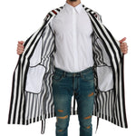 Dolce & Gabbana Black Coat Nightgown White Cotton Robe JKT2613-46