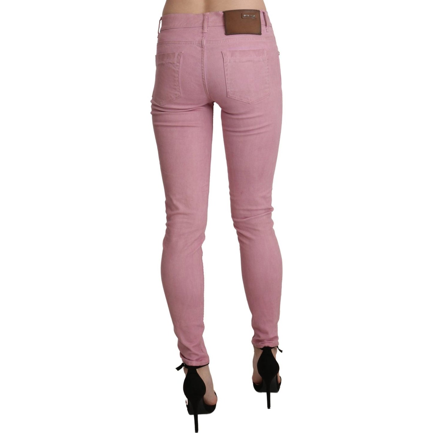 Acht Pink Mid Waist Skinny Stretch Denim Pant