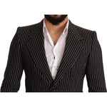 Dolce & Gabbana Black Striped Slim Fit Wool Coat Blazer JKT2849 -48