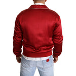 Dolce & Gabbana Red Silk Button DG Logo Bomber Jacket JKT2914 -48
