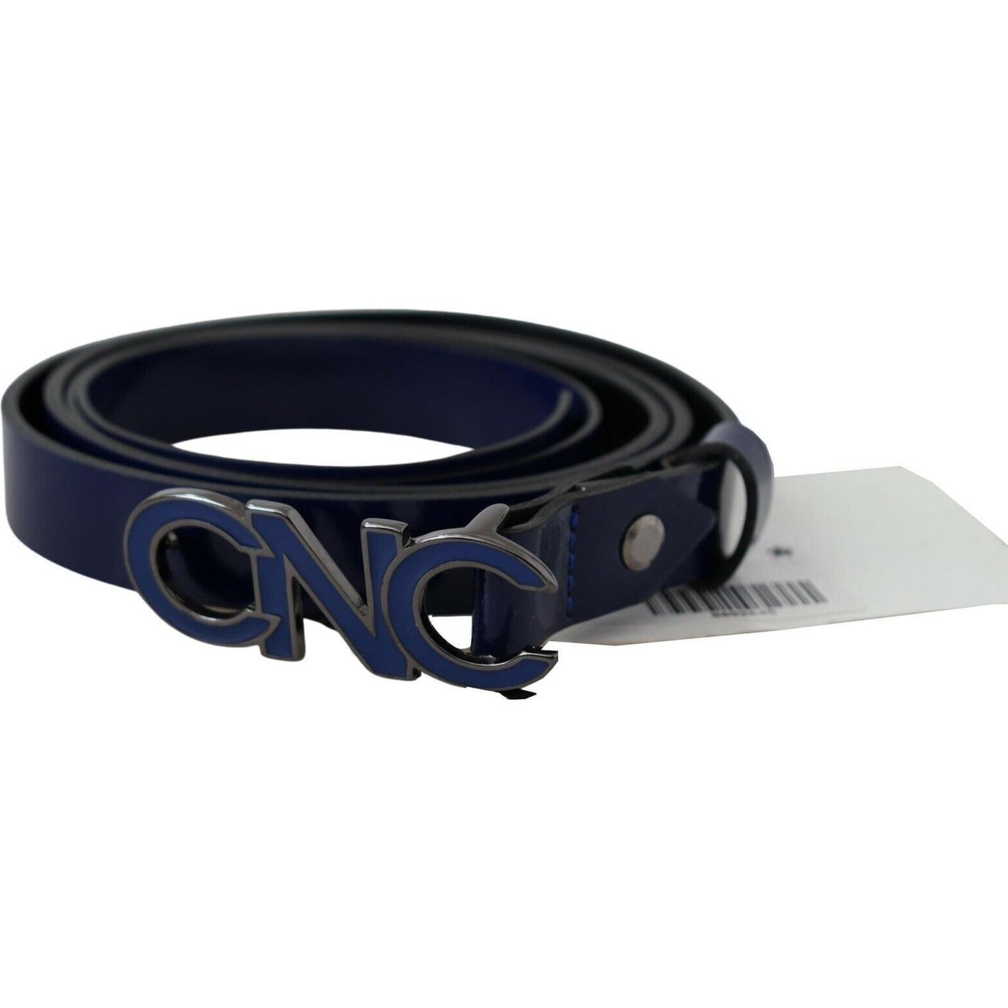 Costume National Blue Leather Logo Skinny Fashion Belt MAN BELTS