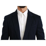 Dolce & Gabbana Blue Solid Cotton Silk Stretch Jacket Blazer JKT2553- 52