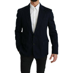 Dolce & Gabbana Blue Solid Cotton Silk Stretch Jacket Blazer JKT2553- 52