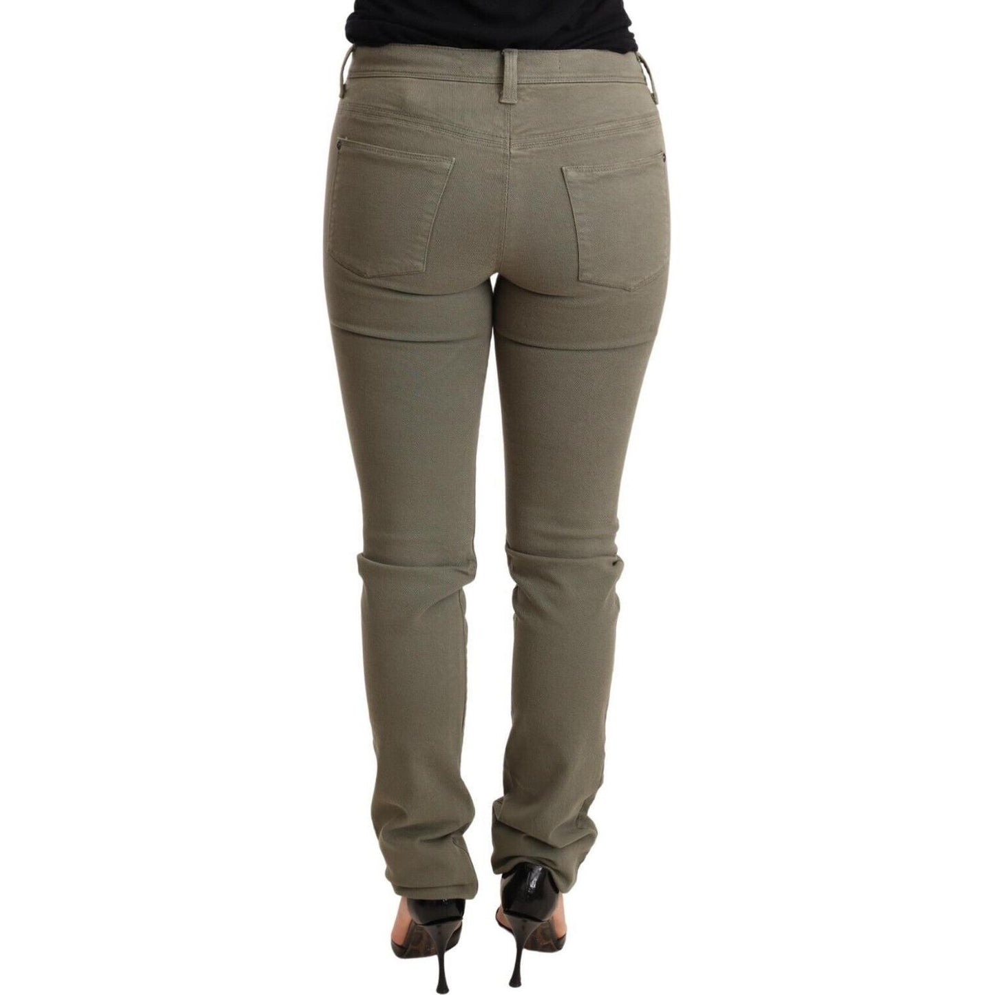 Ermanno Scervino Green Low Waist Skinny Slim Trouser Cotton Jeans Jeans & Pants