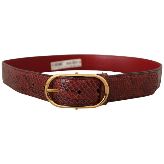 Dolce & Gabbana Red Exotic Leather Gold Oval Buckle Belt