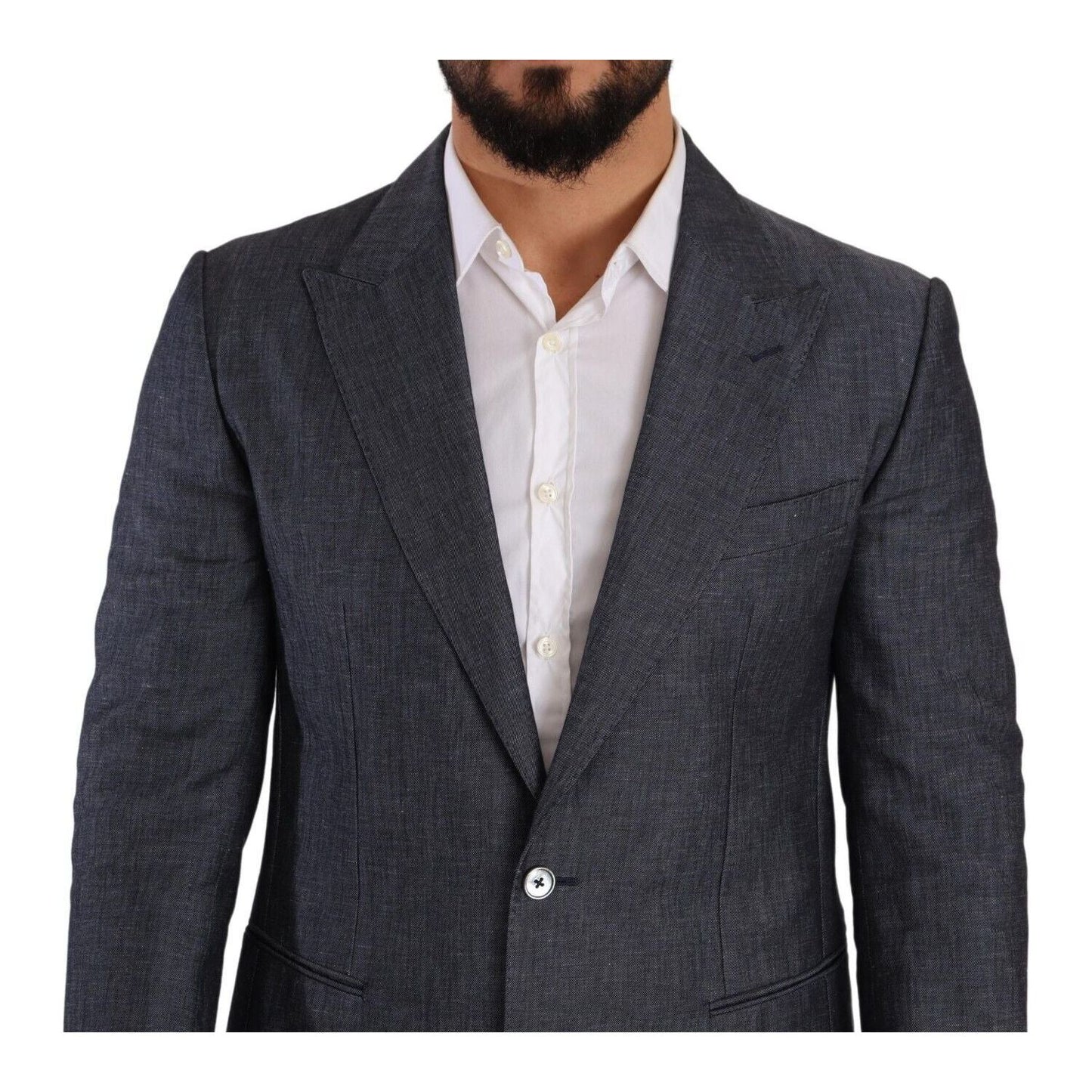Dolce & Gabbana Blue Linen Cotton Jacket TAORMINA Blazer KOS1921 - 48