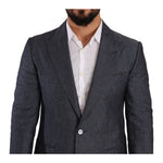 Dolce & Gabbana Blue Linen Cotton Jacket TAORMINA Blazer KOS1921 - 48