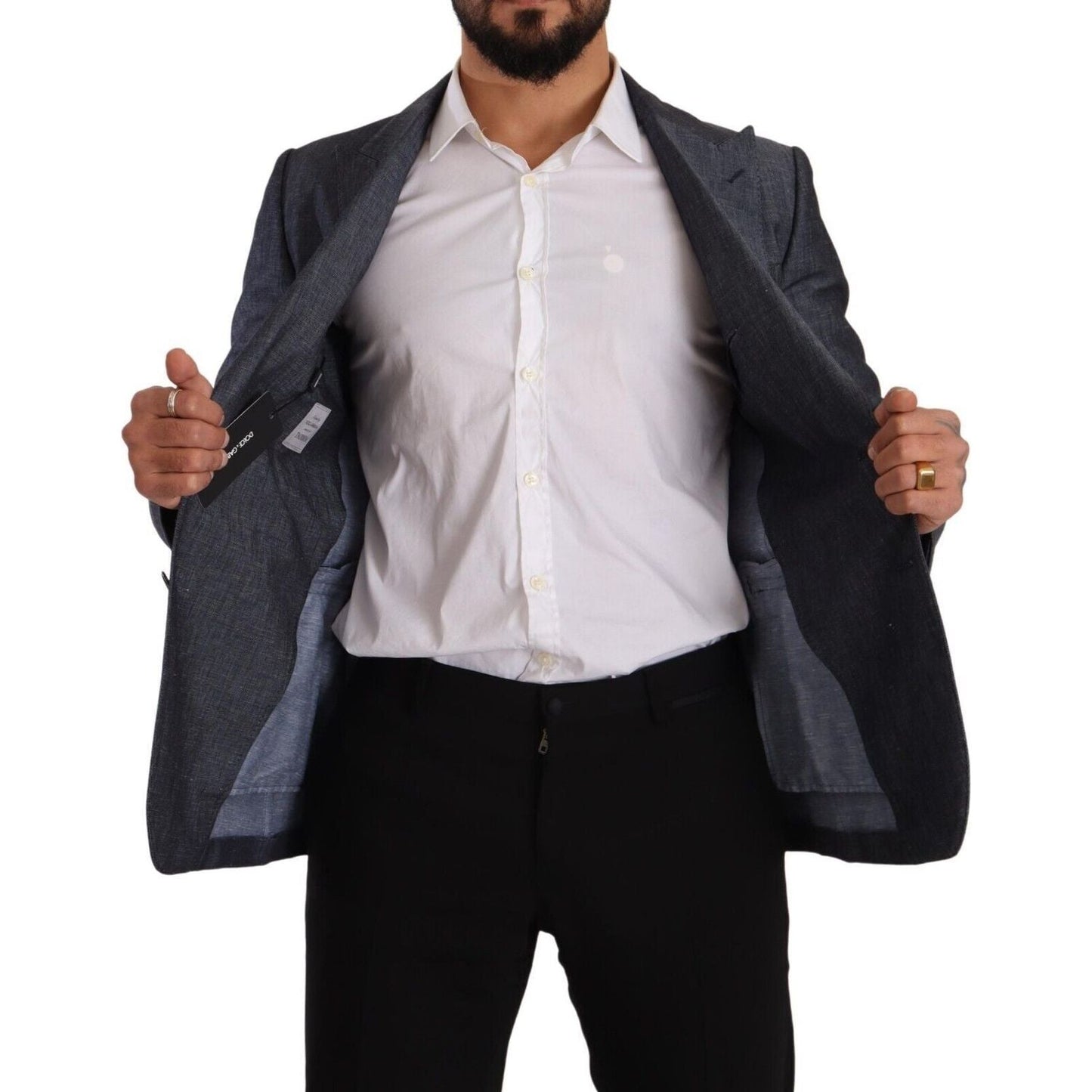 Dolce & Gabbana Blue Linen Cotton Jacket TAORMINA Blazer KOS1921 - 48
