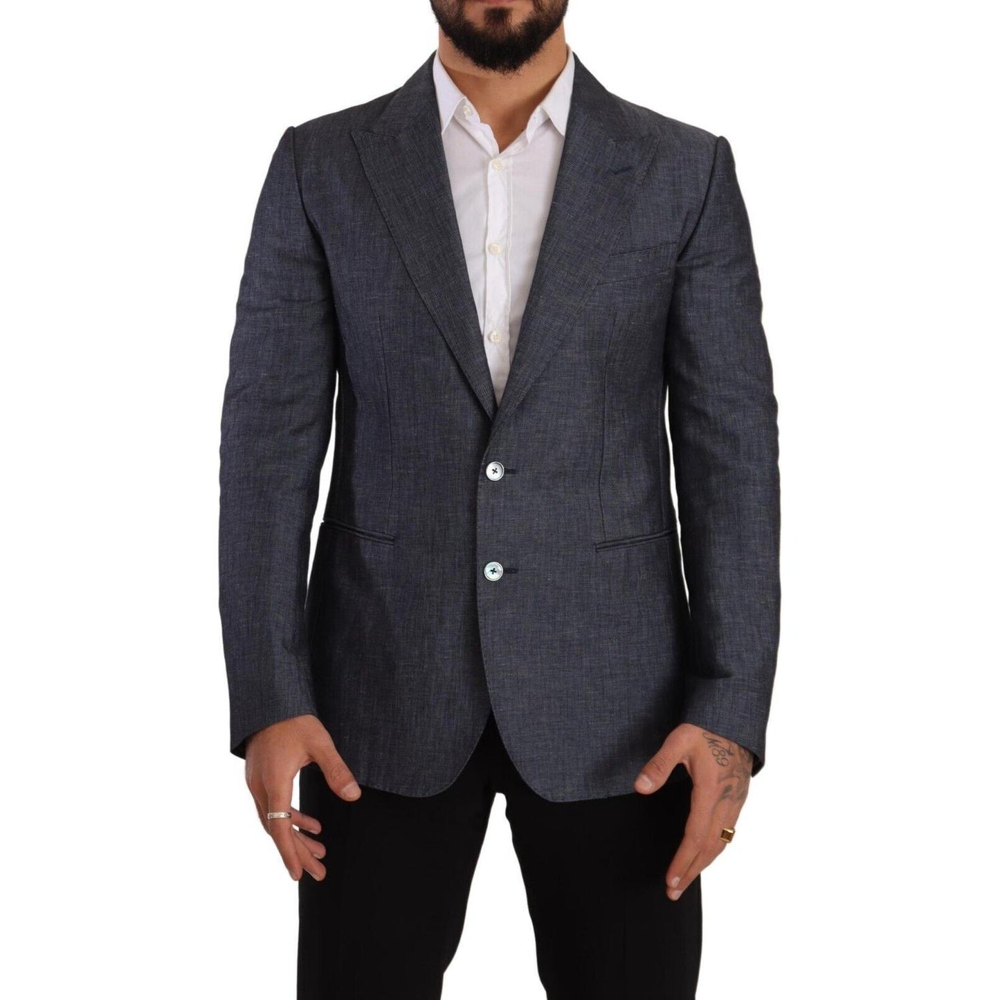 Dolce & Gabbana Blue Linen Cotton Jacket TAORMINA Blazer KOS1921 - 48