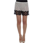 Dolce & Gabbana White Black Floral Lace Silk Sleepwear Shorts SIG30077-3