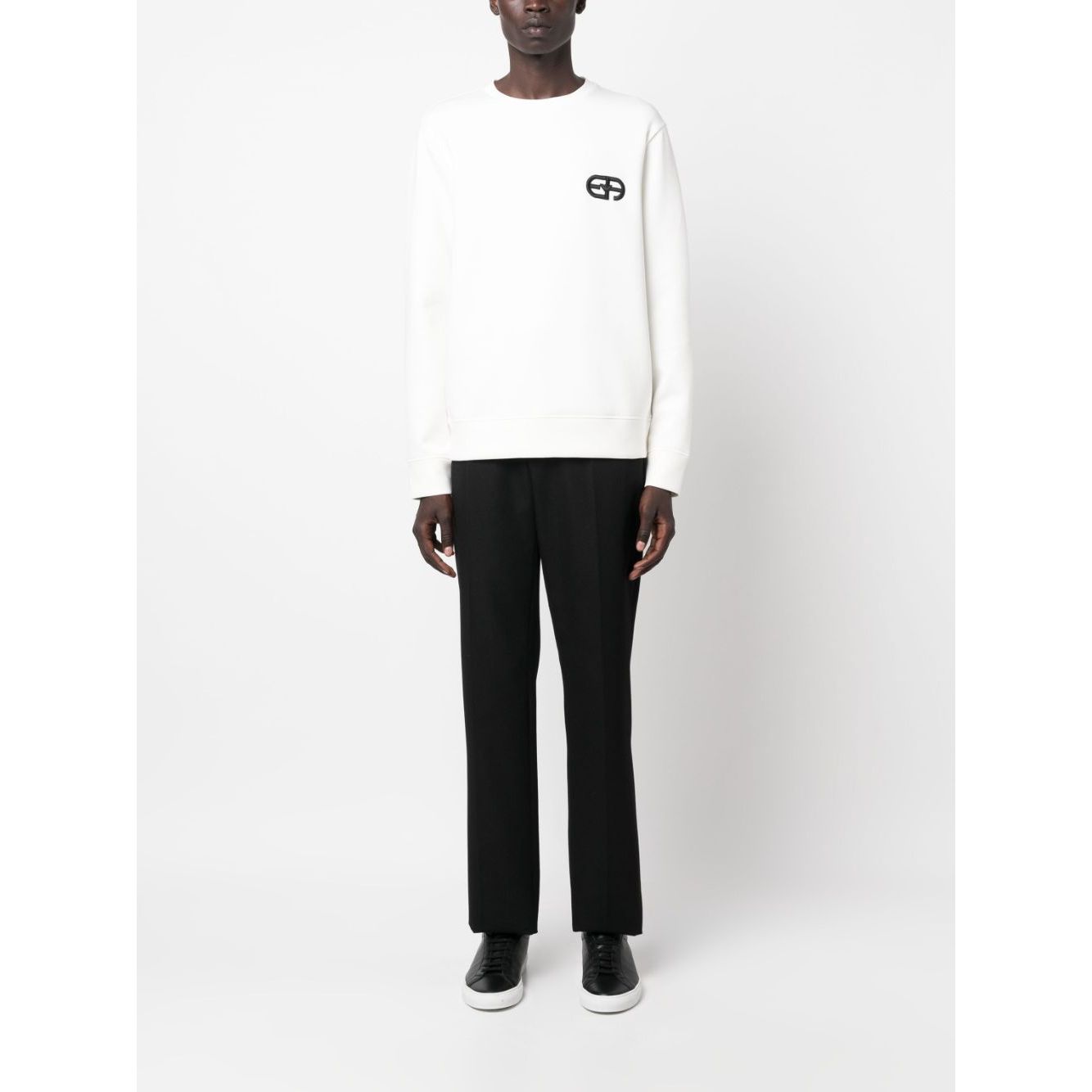 Emporio Armani Double-jersey sweatshirt with embossed embroidered EA logo