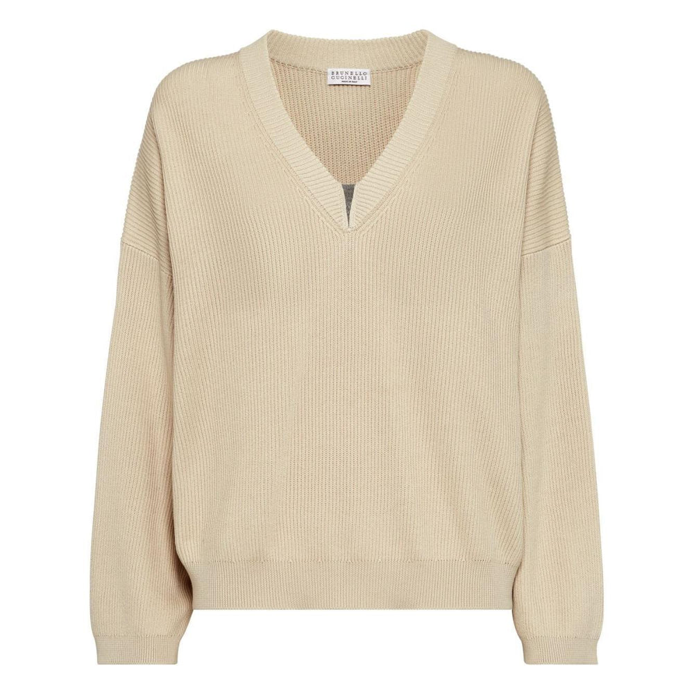 Brunello Cucinelli cotton english rib sweater with shiny detail Topwear