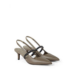 Brunello Cucinelli City Heels in Nappa Leather with Shiny Strap Medium Heel