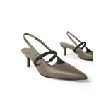 Brunello Cucinelli City Heels in Nappa Leather with Shiny Strap Medium Heel