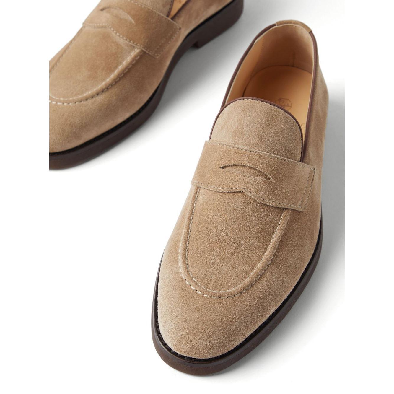 Brunello Cucinelli Penny Loafer in washed suede Moccasins