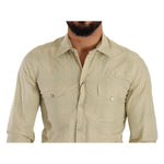 Dolce & Gabbana Yellow SICILIA Cotton Casual Slim Fit Shirt TSH7693 - 39