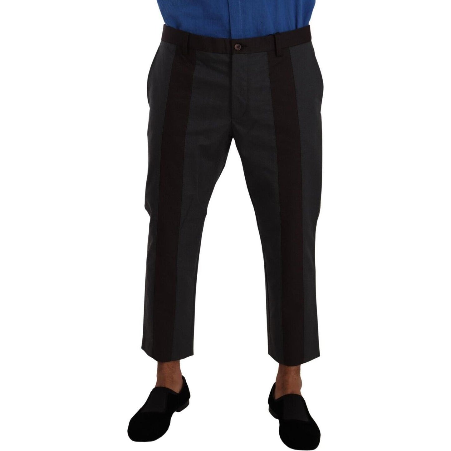 Dolce & Gabbana Gray Bordeaux Striped Cropped Trouser Pants