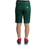 Dolce & Gabbana Green Tattered Cotton Men Denim Bermuda Shorts PAN72944# - 44