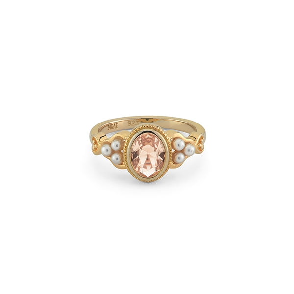 24KAE JEWELS JEWELRY Mod. 12450Y/54 gold ring with peach and pearl details
