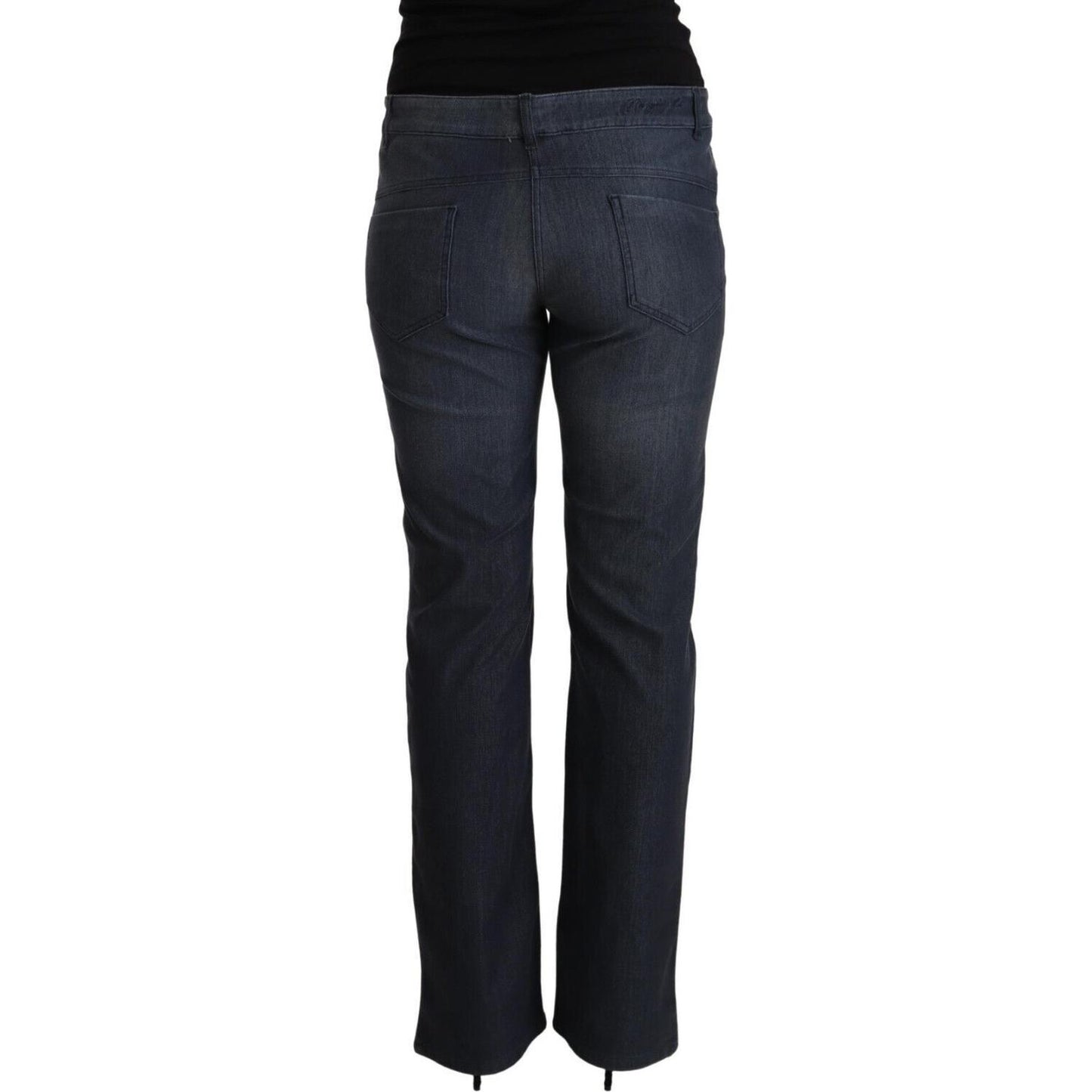 MARGHI LO' Dark Blue Cotton Straight Denim Jeans