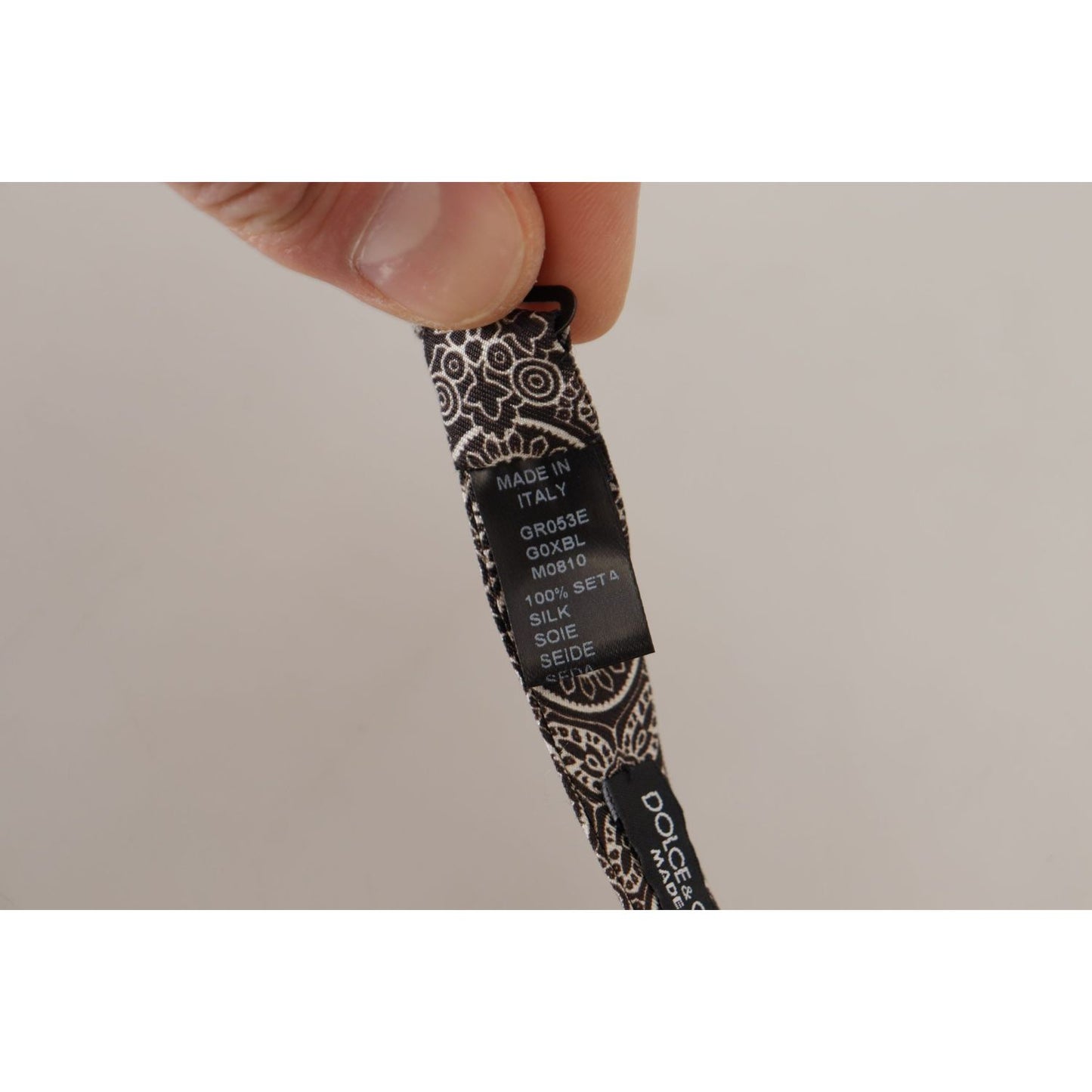 Dolce & Gabbana Black white 100% Silk Adjustable Neck Papillon Tie