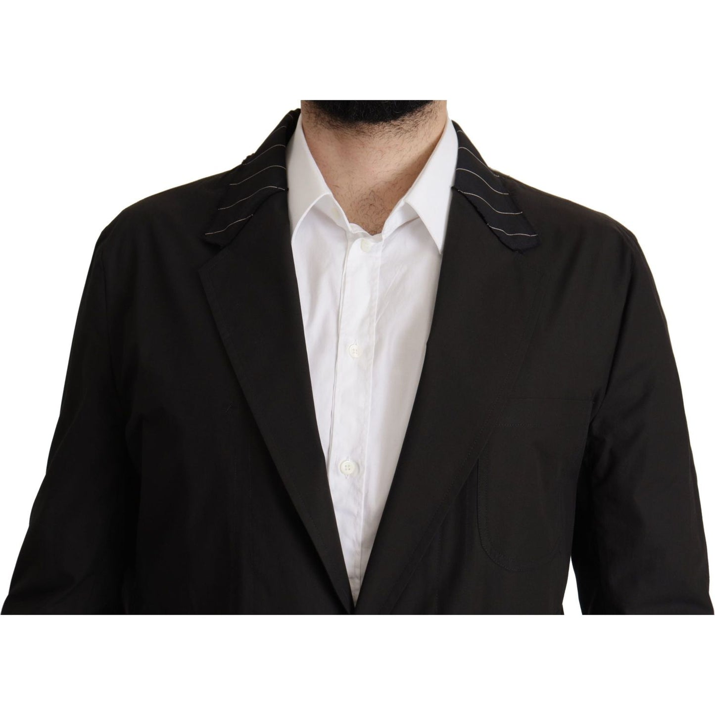 Dolce & Gabbana Black Cotton Single Breasted Blazer Jacket