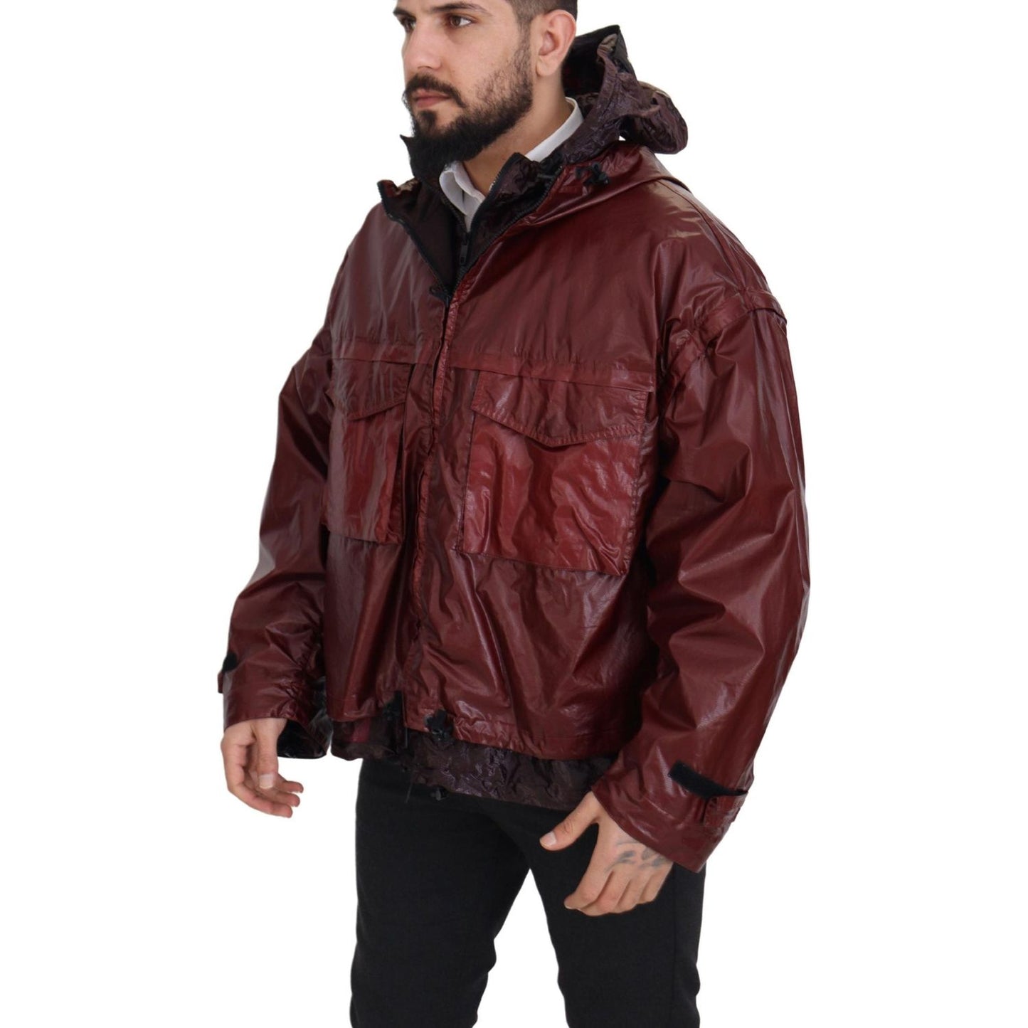 Dolce & Gabbana Bordeaux Cotton Hooded Full Zip Jacket