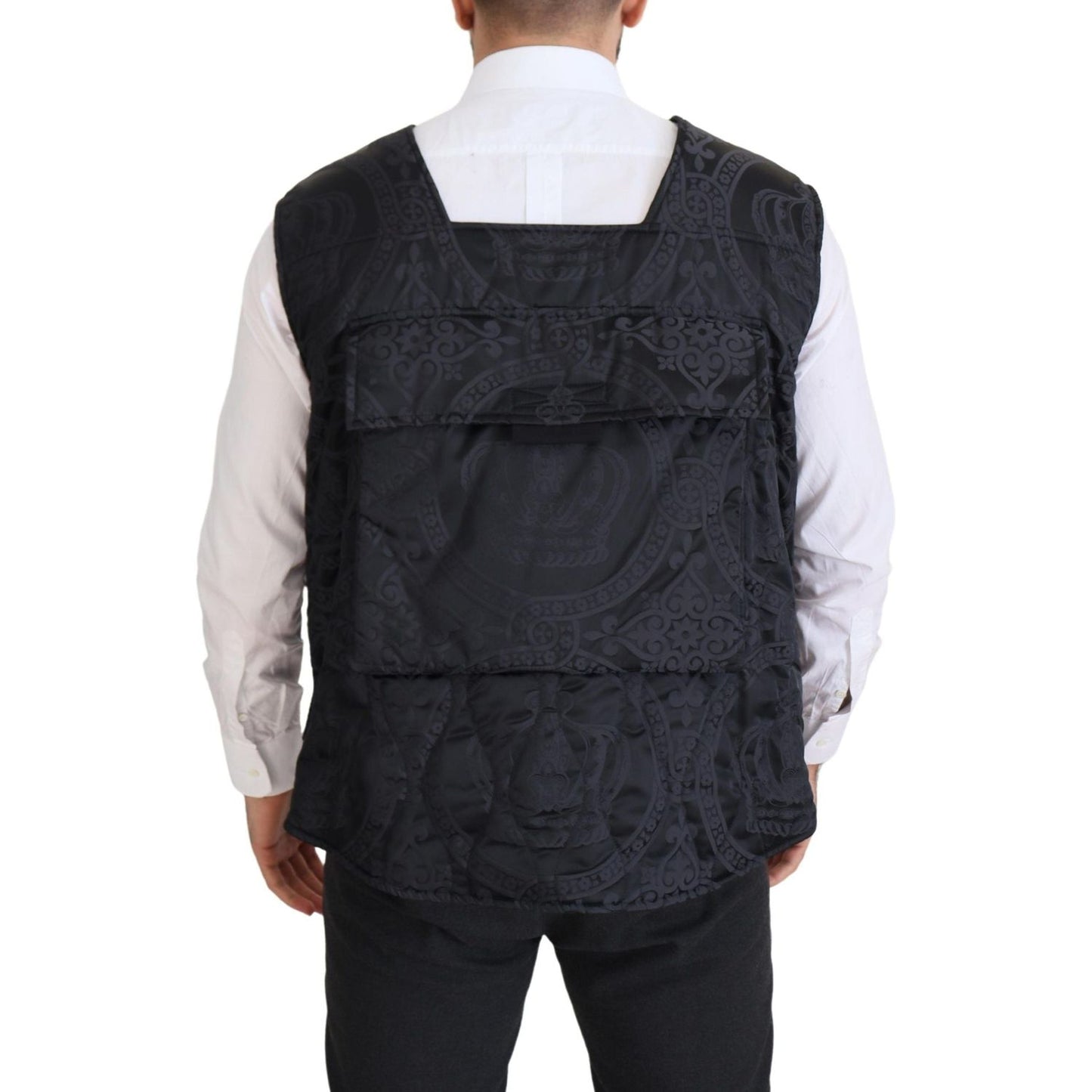 Dolce & Gabbana Black Nylon Full Zip Sleeveless Jacket