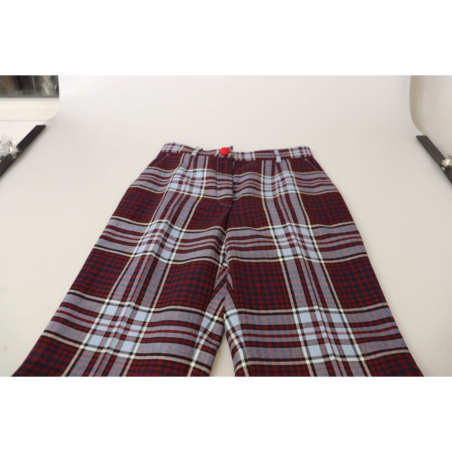Dolce & Gabbana Gray Checked High Waist Cropped Trouser Pants