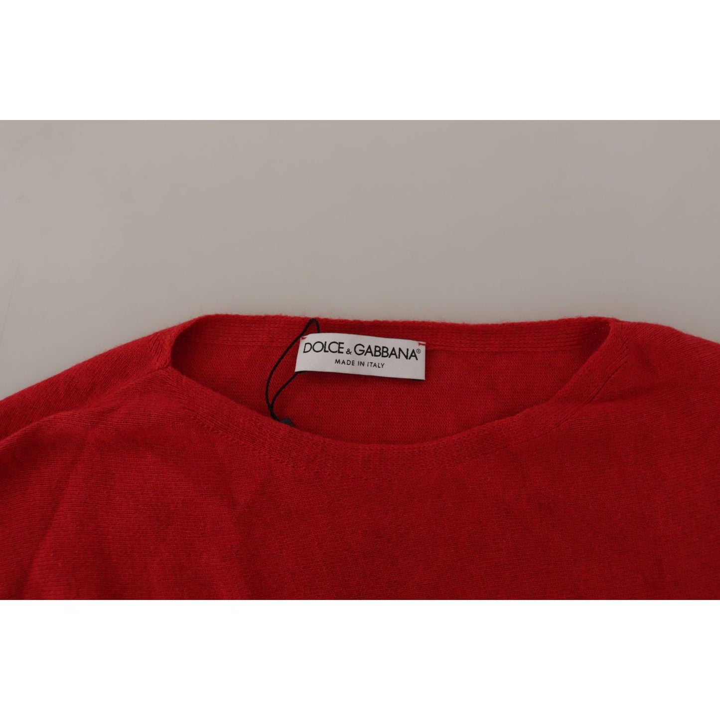 Dolce & Gabbana Red Wool Knit Round Neck Pullover Sweater