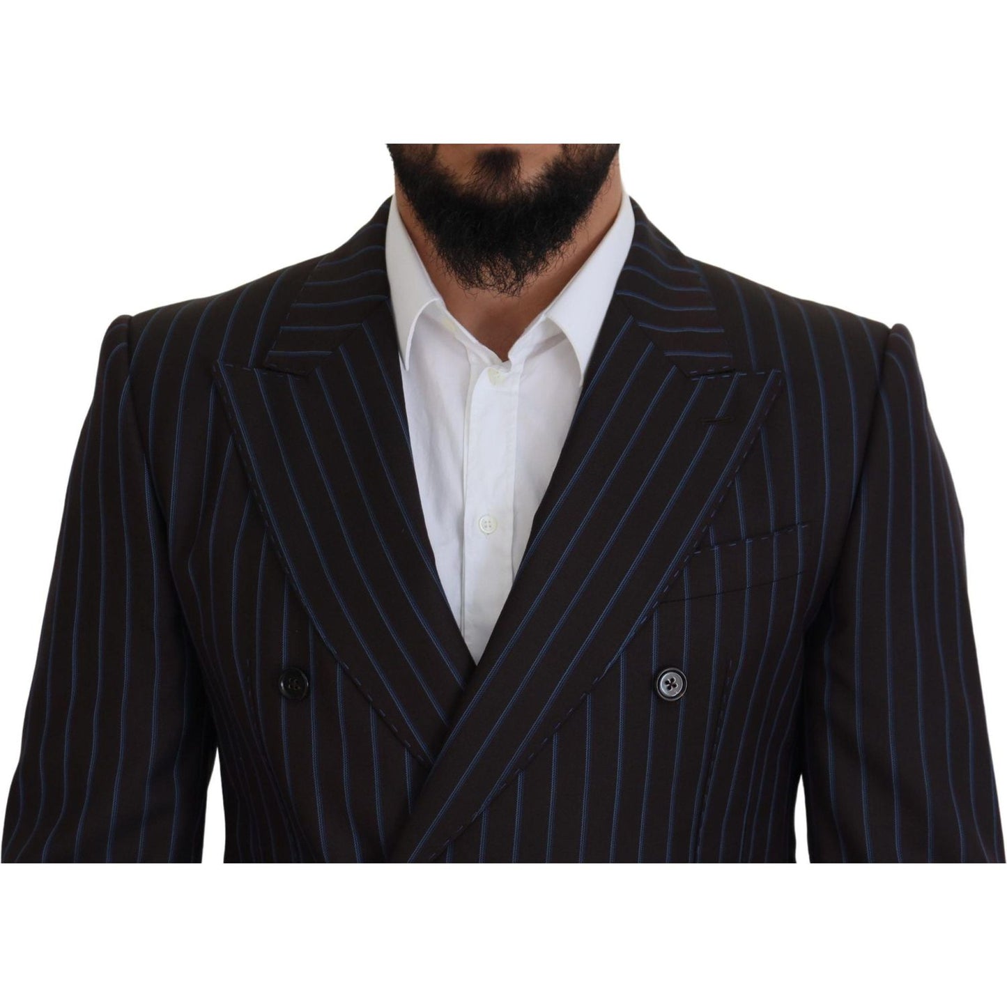 Dolce & Gabbana Black Striped Wool Formal 2 Piece Suit KOS2001 - 50