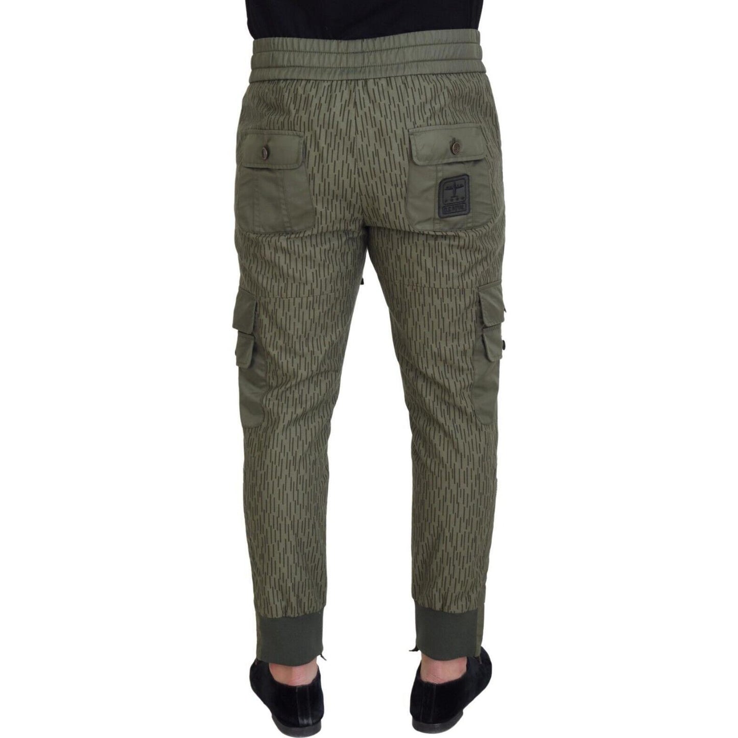 Dolce & Gabbana Green Striped Cargo Zipper Leg Men Trouser Pants