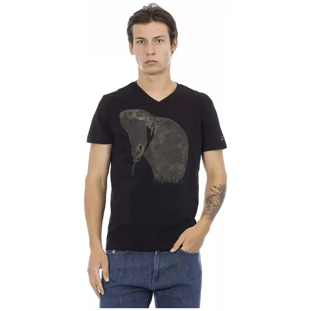 Trussardi Action Black Cotton Men T-Shirt TR-22858-M