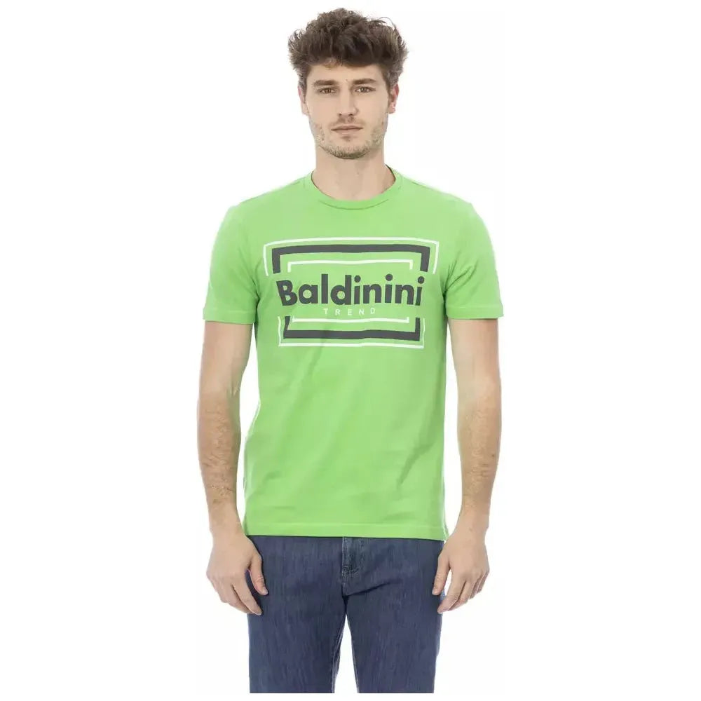 Baldinini Trend Green Cotton Men T-Shirt BA-23180-XS