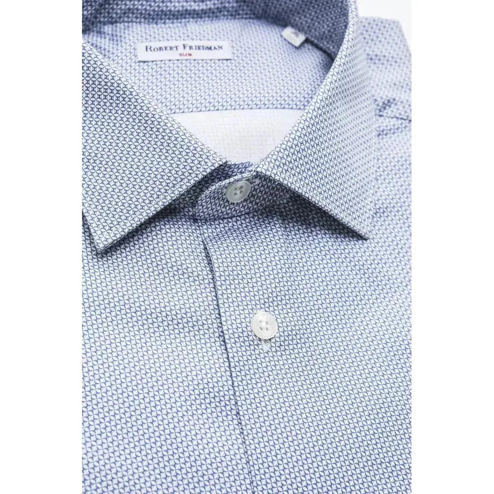 Robert Friedman Light Blue Cotton Men Shirt RO-20390-L
