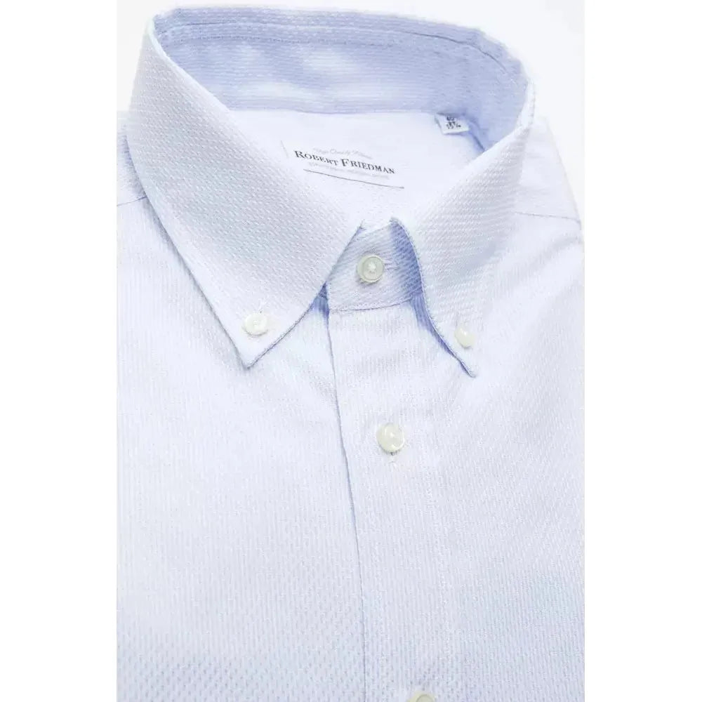 Robert Friedman Light Blue Cotton Men Shirt RO-20466-XL