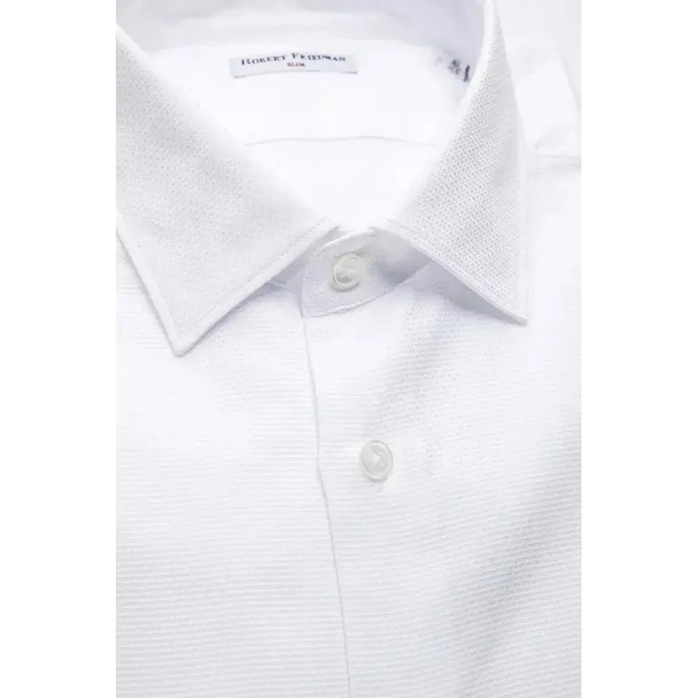 Robert Friedman White Cotton Men's Shirt RO-20401-XL