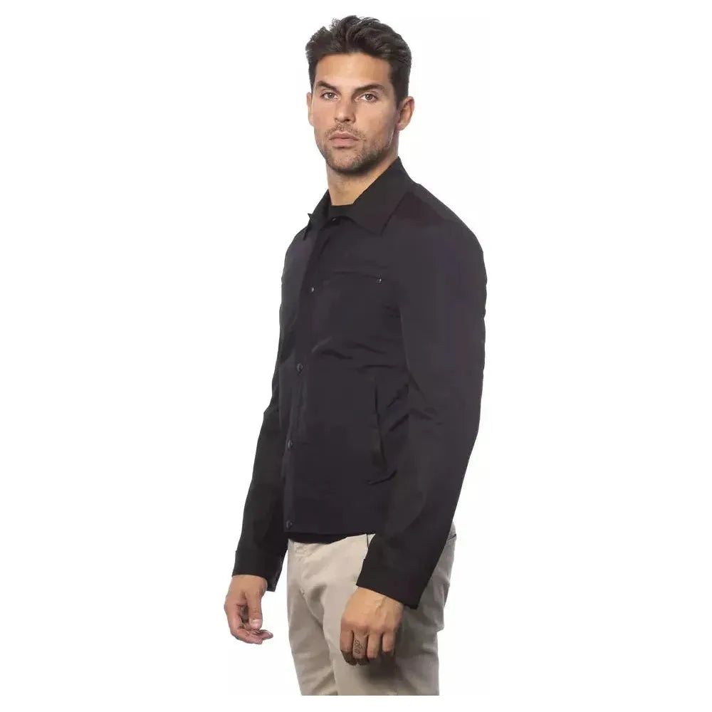 Verri Black Cotton Men's Bomber Jacket Coats & Jackets