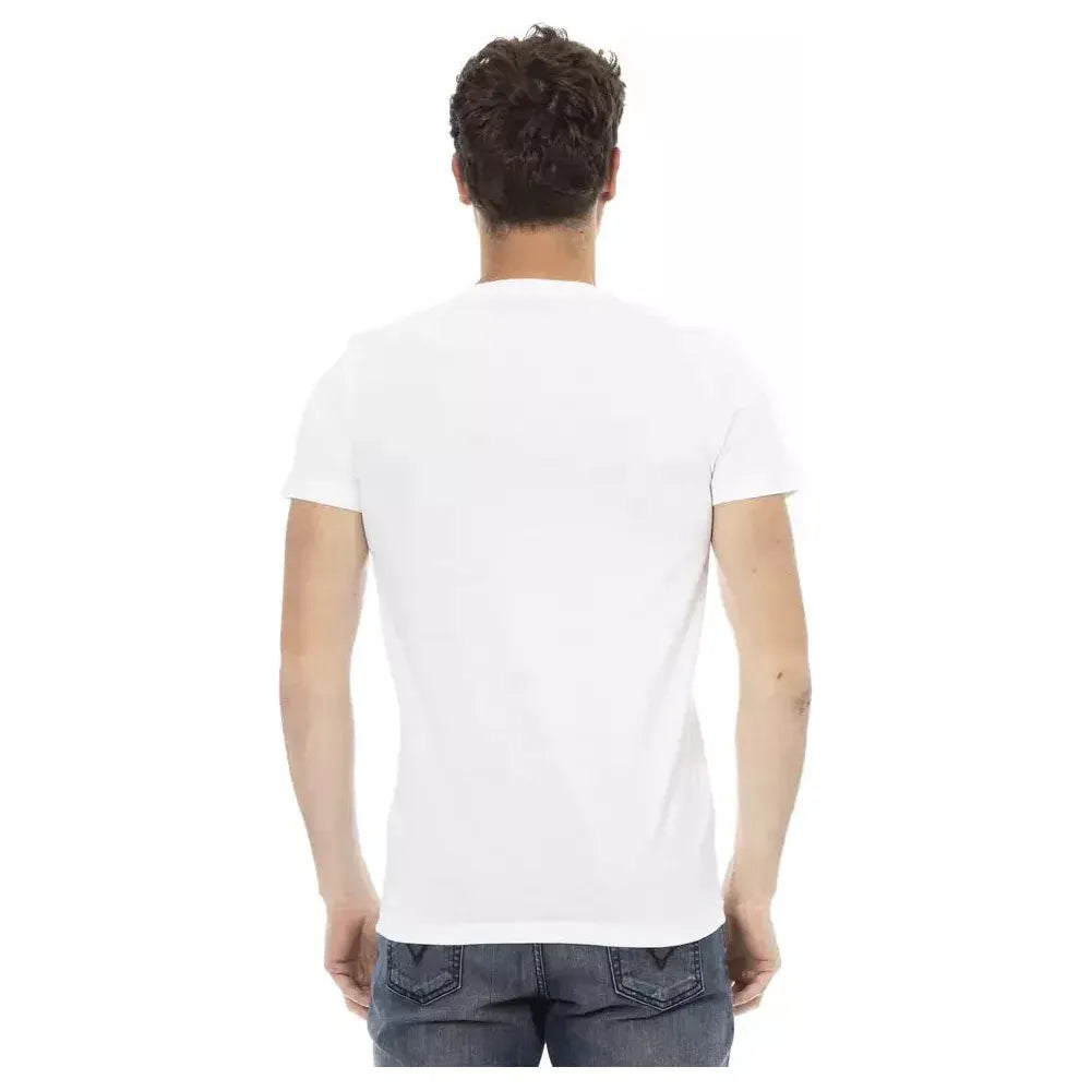 Trussardi Action White Cotton Men's V-Neck T-Shirt