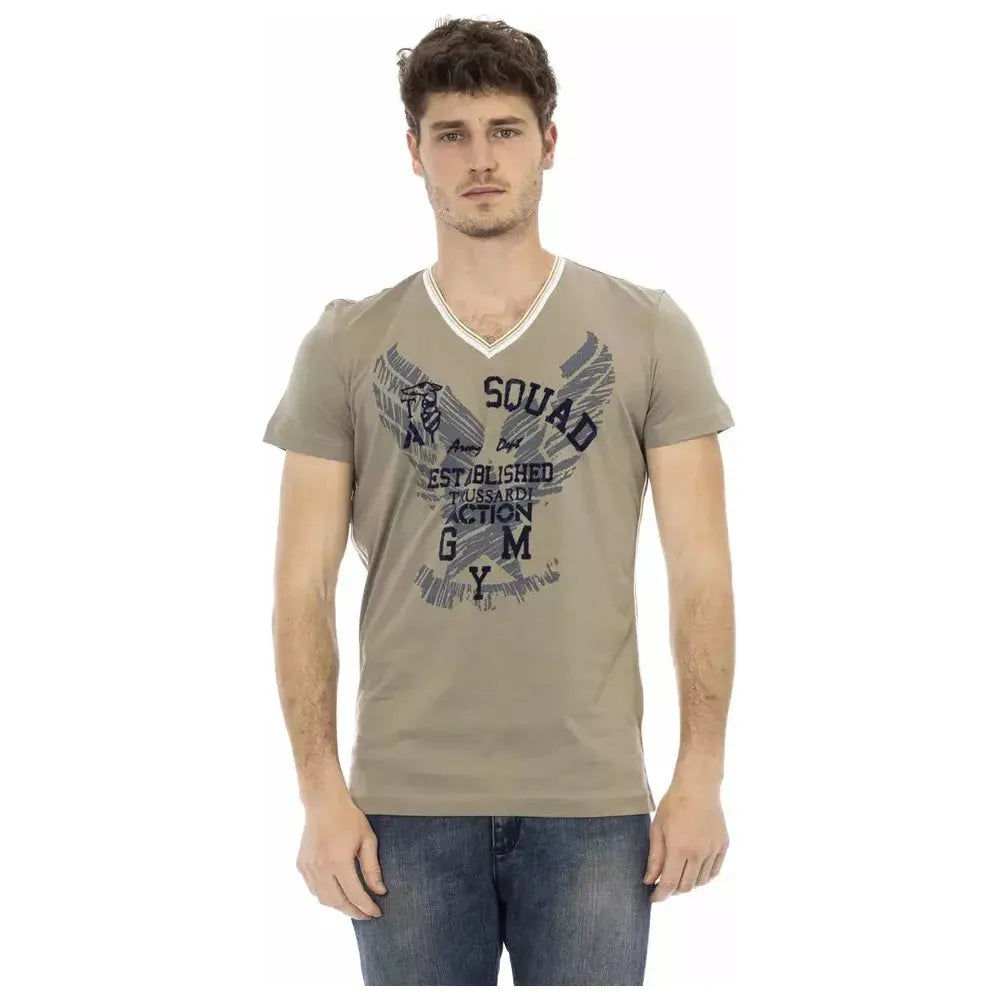 Trussardi Action Green Cotton Men T-Shirt TR-22748-L