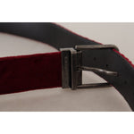 Dolce & Gabbana Maroon Velvet Leather Wide Vintage Metal Buckle Belt BEL8421 - 90