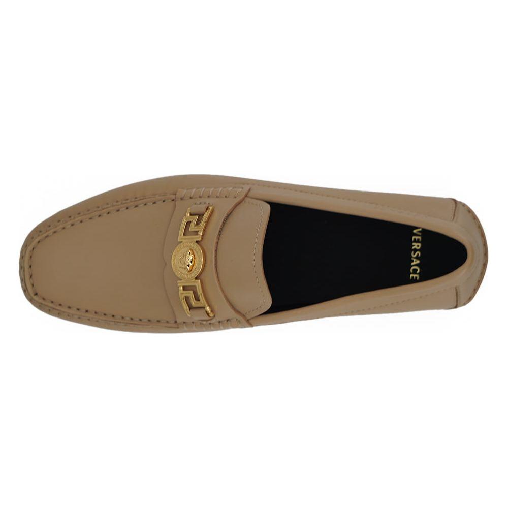 Versace Exquisite Medusa Gold-Tone Leather Loafers