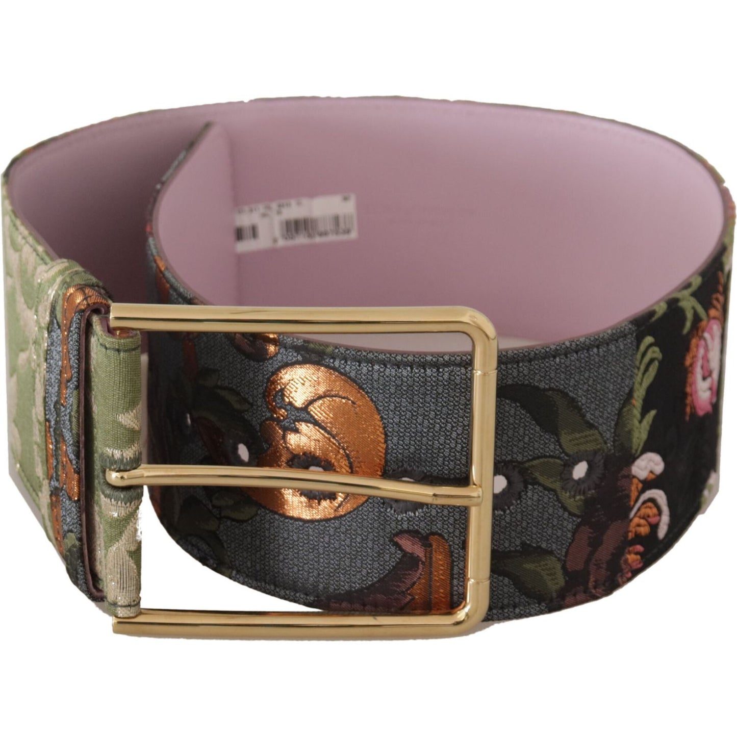 Dolce & Gabbana Multicolor Leather Embroidered Gold Metal Buckle Belt