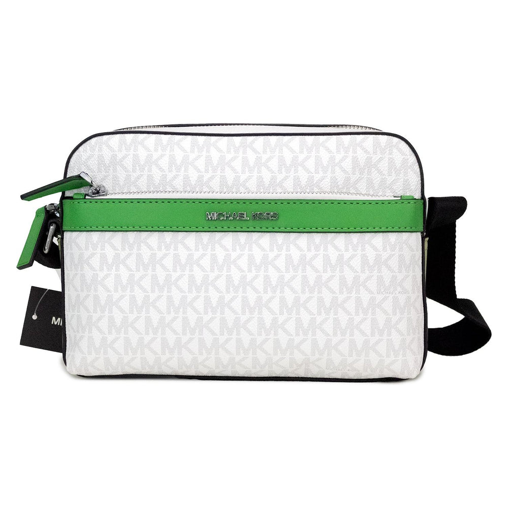 Michael Kors Cooper Small Bright White Palm Signature PVC Utility Crossbody Bag 90886