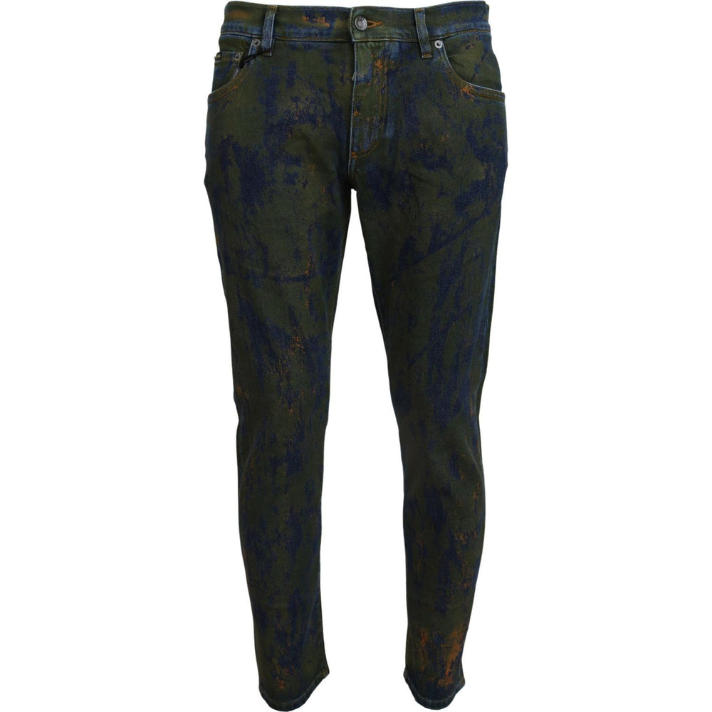 Dolce & Gabbana Blue Green Skinny Cotton Denim Jeans PAN74547- 44