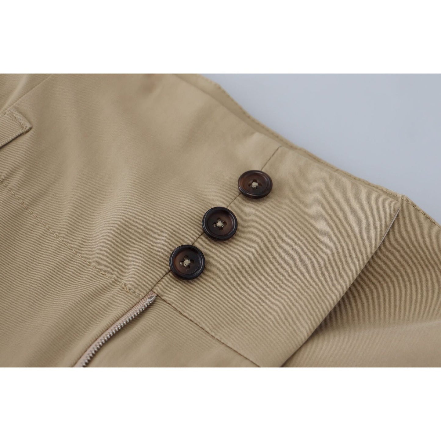 Dolce & Gabbana Brown Cotton High Waist Tapered Pants