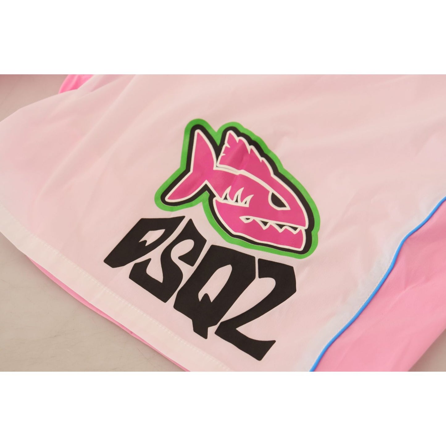 Dsquared² White Pink Logo Print Men Beachwear Shorts Swimwear